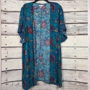 Maurices Floral Kimono Cardigan Teal Boho Small